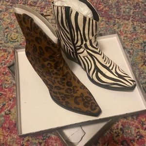Jeffrey Campbell Zebra Cheetah Cowboy Calf-hair Boots